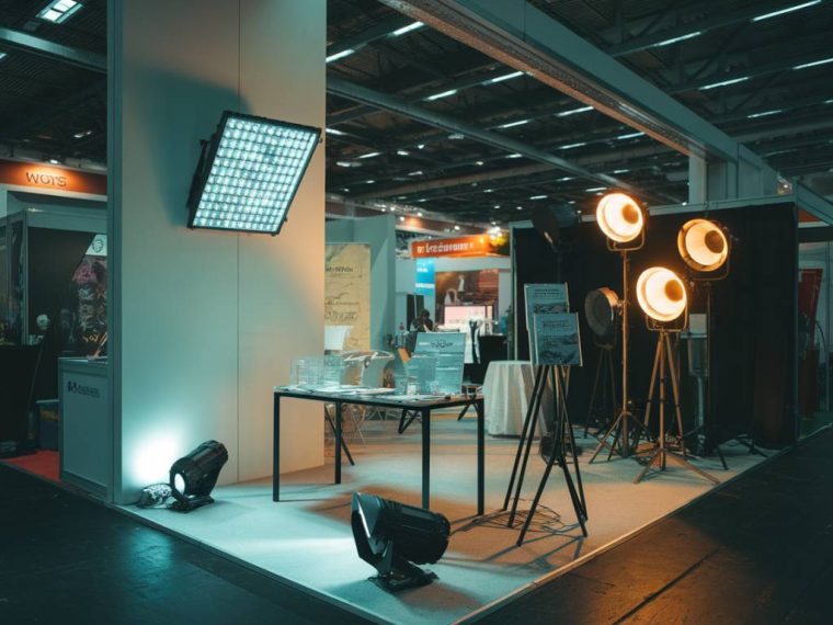 comparatif des solutions d'éclairage pour stands d'exposition : led, spots, etc.